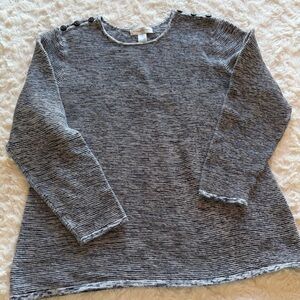 Christopher & Banks Black and White Crew Neck Sweater